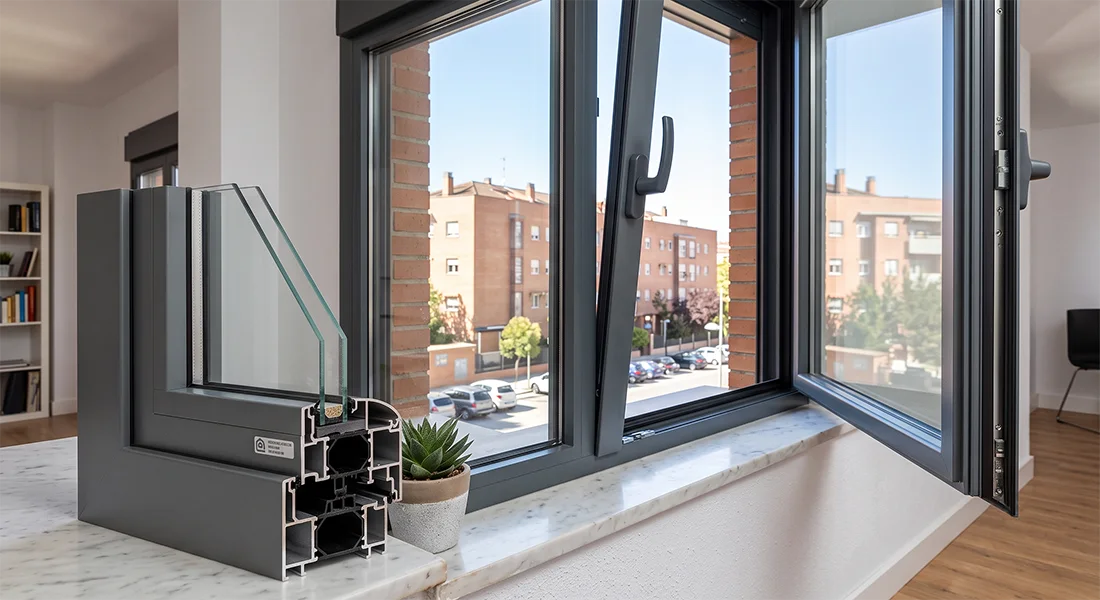 Ventana con rotura de puente térmico y doble acristalamiento instalada en Getafe